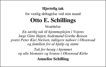 Taksigelsen for Otto E. Schilling - Vojens 