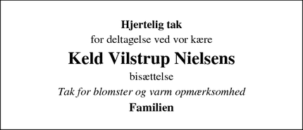 Taksigelsen for Keld Vilstrup Nielsens - Haderslev