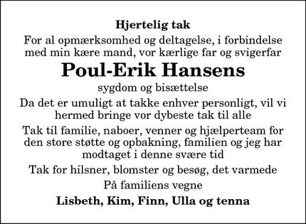 Taksigelsen for Poul-Erik Hansens  - Hadsund