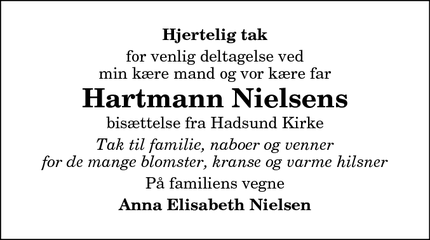 Taksigelsen for Hartmann Nielsens - Gjerlev