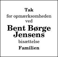 Taksigelsen for Bent Børge
Jensens - Hadsund