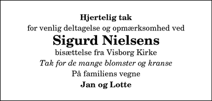 Taksigelsen for Sigurd Nielsens - Hadsund