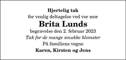 Taksigelsen for Brita Lund - Visborg