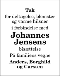 Taksigelsen for Johannes Jensen - Næstved