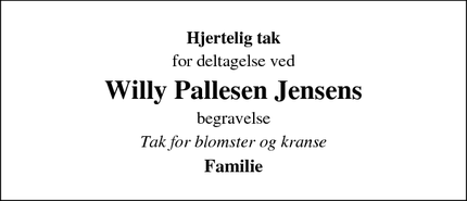Taksigelsen for Willy Pallesen Jensens - Hundested