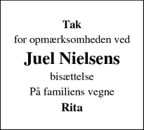 Taksigelsen for Juel Nielsen - Melby