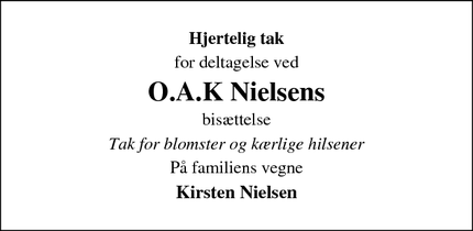 Taksigelsen for O.A.K Nielsen - Frederiksværk