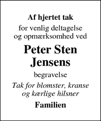 Taksigelsen for Peter Sten
Jensen - Haslev
