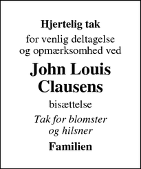 Taksigelsen for John Louis
Clausen - Ørslev, 4100 Ringsted 