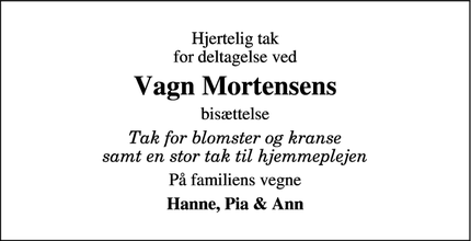 Taksigelsen for Vagn Mortensens - Hedensted