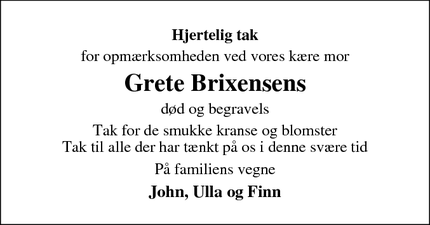 Taksigelsen for Grete Brixensens - Klejs