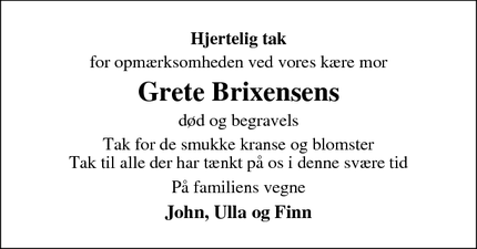 Taksigelsen for Grete Brixensens - Klejs