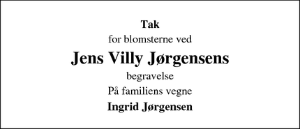 Taksigelsen for Jens Villy Jørgensens - Løsning