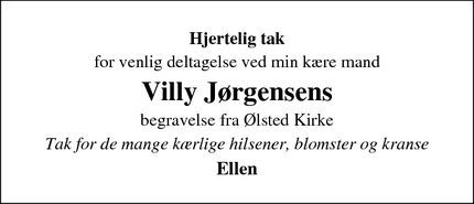 Taksigelsen for Villy Jørgensens - Ølsted