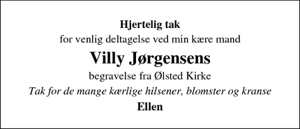 Taksigelsen for Villy Jørgensens - Ølsted