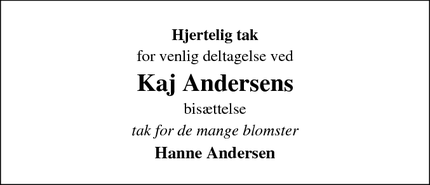 Taksigelsen for Kaj Andersens - espergærde