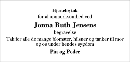 Taksigelsen for Jonna Ruth Jensens - Herning