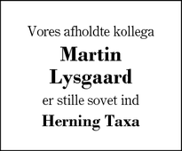 Dødsannoncen for Martin Lysgaard - Herning