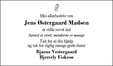 Dødsannoncen for Jens Østergaard Madsen - Herning