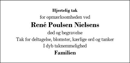 Taksigelsen for René Poulsen Nielsens - Sønder Nissum