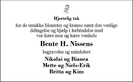 Taksigelsen for Bente H. Nissens - Herning