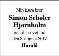 Dødsannoncen for Simon Schøler Hjørnholm - Herning