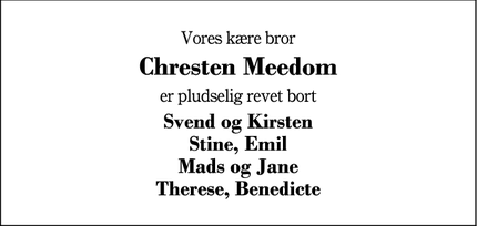 Dødsannoncen for Chresten Meedom - Ikast