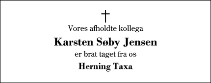 Dødsannoncen for Karsten Søby Jensen - Herning