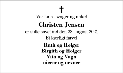 Dødsannoncen for Christen Jensen - Våregod
