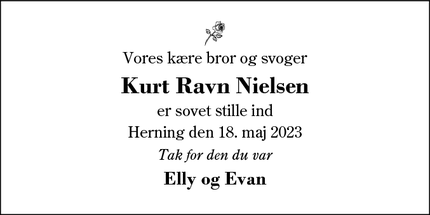 Dødsannoncen for Kurt Ravn Nielsen - Herning