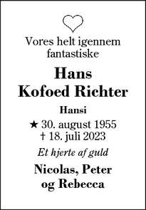 Dødsannoncen for Hans
Kofoed Richter - Herning