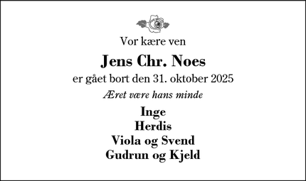 Dødsannoncen for Jens Chr. Noes - Sunds