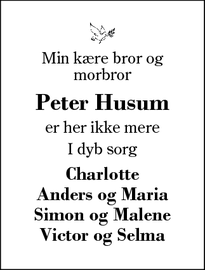 Dødsannoncen for Peter Husum - Herning