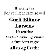 Taksigelsen for Gurli Ellinor Larsens - Herning