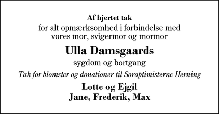 Taksigelsen for Ulla Damsgaards - Herning