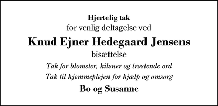 Dødsannoncen for Knud Ejner Hedegaard Jensens - Herning