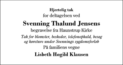 Taksigelsen for Svenning Thalund Jensen - Vildbjerg