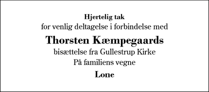 Taksigelsen for Thorsten Kæmpegaard - Herning