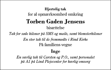 Taksigelsen for Torben Gaden Jensen - Herning