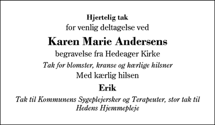 Taksigelsen for Karen Marie Andersen - Herning