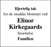 Taksigelsen for Elinor
Kirkegaards - Hillerød