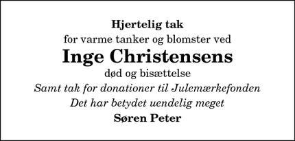 Taksigelsen for Inge Christensens - Hirtshals
