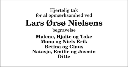 Taksigelsen for Lars Ørsø Nielsens - Viborg
