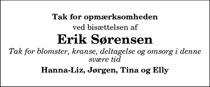 Taksigelsen for Erik Sørensen - Hobro
