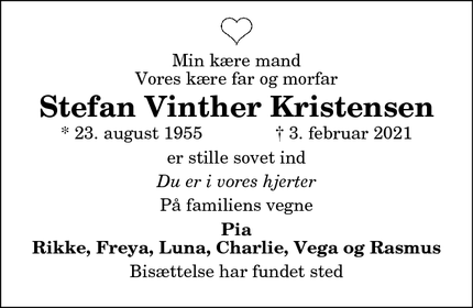 Dødsannoncen for Stefan Vinther Kristensen - Fristrup