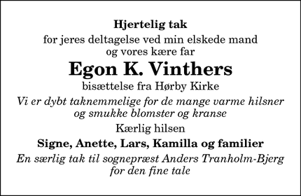 Taksigelsen for Egon K. Vinthers - Hobro