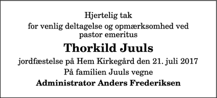 Taksigelsen for Thorkild Juuls - Hem, 9550 Mariager