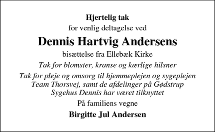Taksigelsen for Dennis Hartvig Andersen - Holstebro