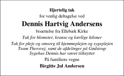 Taksigelsen for Dennis Hartvig Andersen - Holstebro