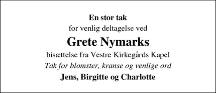 Taksigelsen for Grete Nymarks - Horsens
